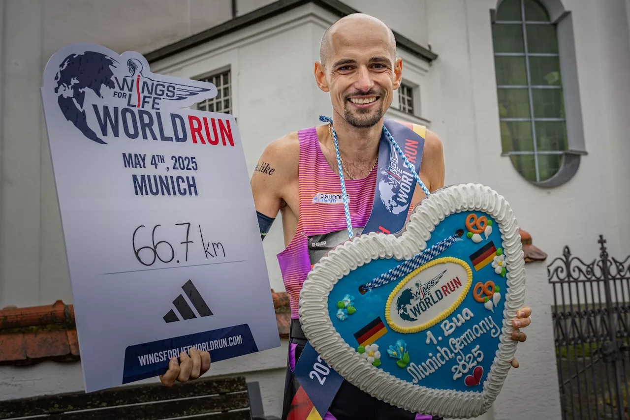 Hendrik Pfeiffer, Sieger des Wings for Life World Run 2025 in München. Foto: Marc Conzelmann for Wings for Life World Run