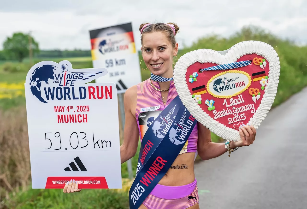 Esther Pfeiffer, Gewinnerin des Wings for Life World Run 2025 in München. // Marc Conzelmann for Wings for Life World Run
